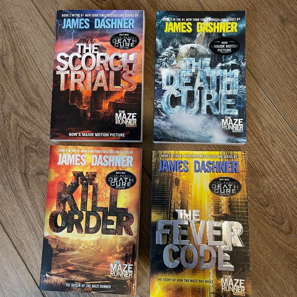 Set of 4 The Maze Runner Series - Books 2, 3, 4 & 5 by James Dashner